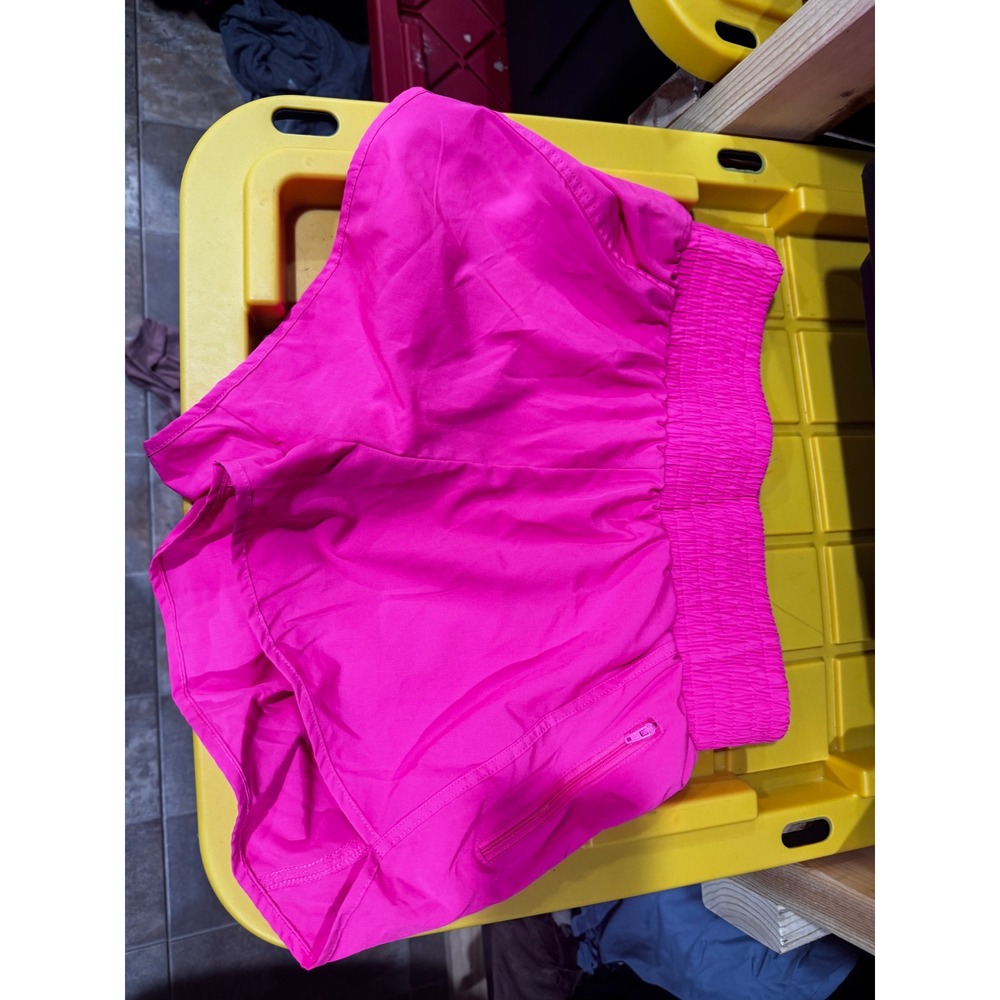 Baleaf Womens Hot Pink Athletic Running Shorts Smocked Waist Zipper Pocket Large - Picture 2 of 2